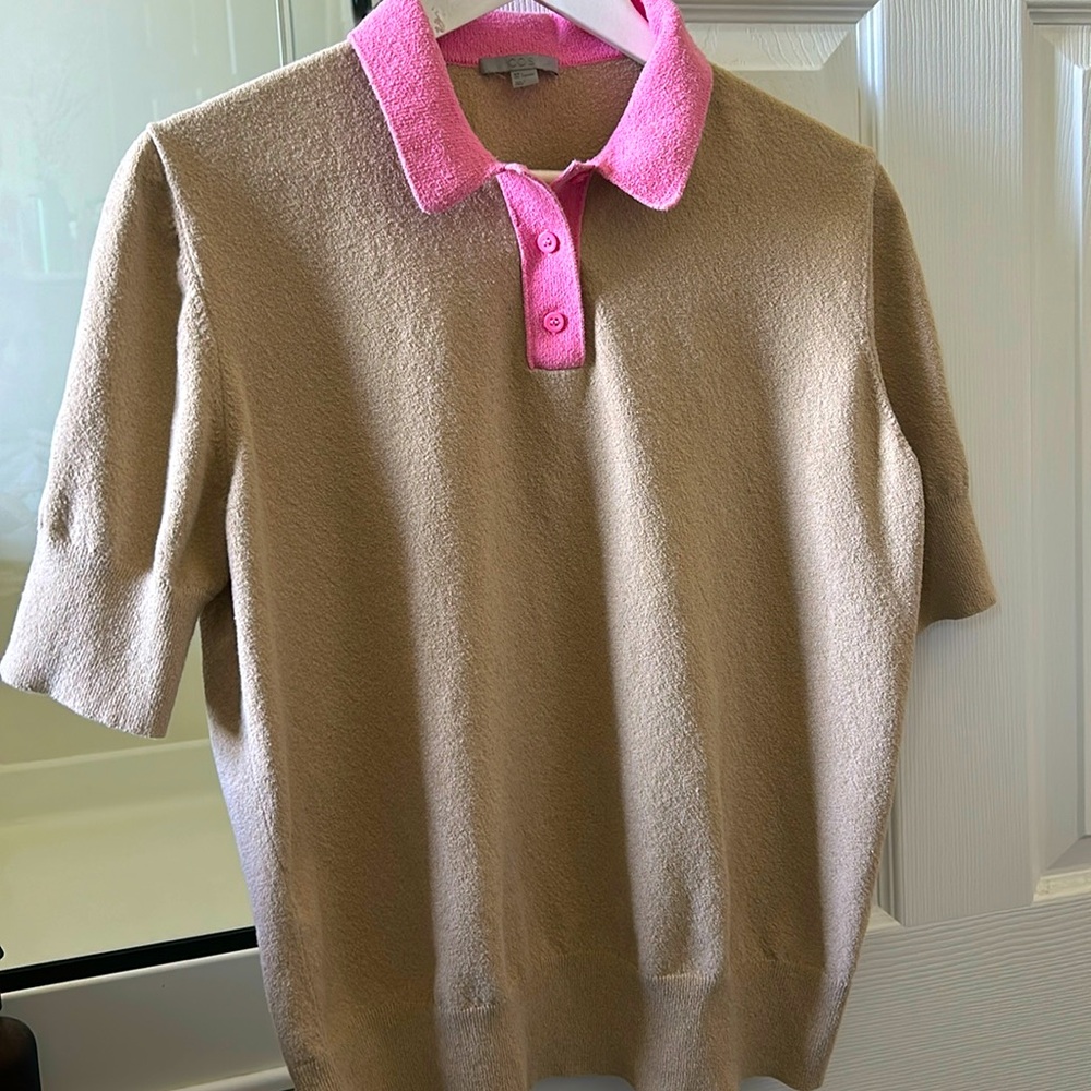 COS Tan and Pink Polo Top